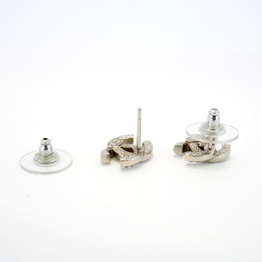 #53 CHANEL earrings Coco mark metal rhinestone silver  - AUTHENTIC - Picture 16 of 16